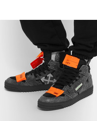 Off-White Off Court Textured Leather Suede And Canvas High Top Sneakers