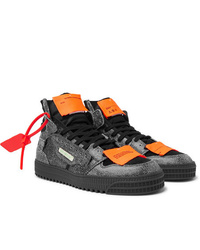 Off-White Off Court Textured Leather Suede And Canvas High Top Sneakers