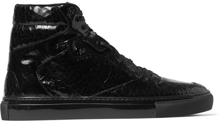 high top patent leather sneakers