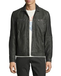 John Varvatos Star Usa Leather Trucker Jacket Dark Gray