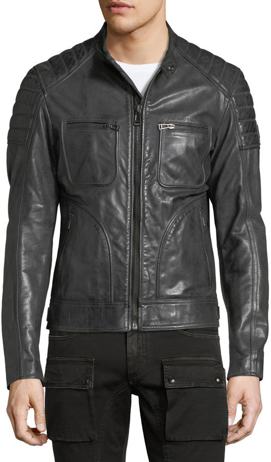 Belstaff Weybridge Leather Cafe Racer Jacket, $1,695 | Neiman Marcus ...