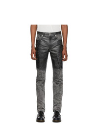 Johnlawrencesullivan Grey And Black Cracked Leather Jeans