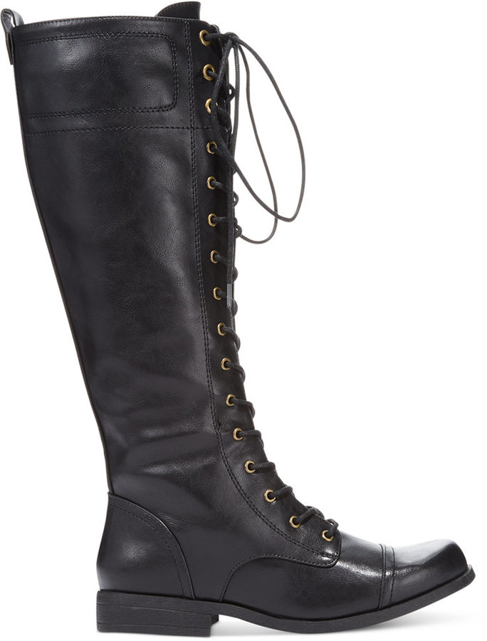 XOXO Bonnie Lace Up Tall Boots, $69 | Macy's | Lookastic