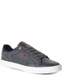 Charcoal Leather Low Top Sneakers for Men | Lookastic