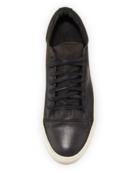 John Varvatos 315 Reed Leather Low Top Sneaker Dark Charcoal