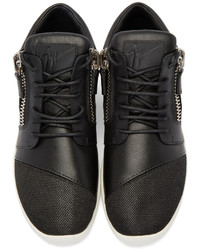 Giuseppe Zanotti Black Leather And Mesh Megatron Sneakers