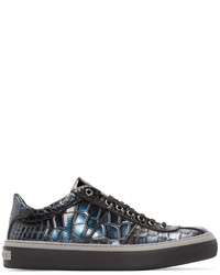 Jimmy Choo Blue Croc Embossed Portman Sneakers