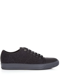 Lanvin Low Top Felt And Leather Trainers
