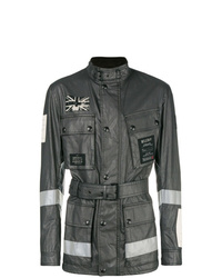 Charcoal Leather Military Jacket