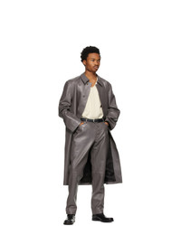 Sean Suen Grey Leather Long Jacket