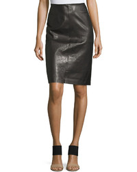Charcoal Leather Pencil Skirt