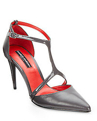 Charles Jourdan Patent Leather Smooth Leather Y Strap Pumps