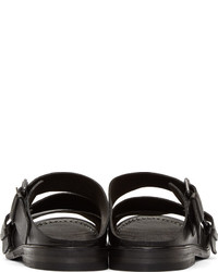 Marsèll Black Grained Leather Buckled Strap Sandals