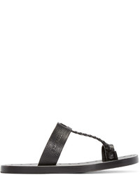 DSQUARED2 Black Leather Braided Sandals