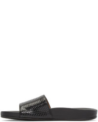 Marc Jacobs Black Leather Slip On Sandals