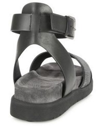 Brunello Cucinelli Monili Leather Crisscross Ankle Strap Sandals