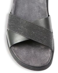 Brunello Cucinelli Monili Leather Crisscross Ankle Strap Sandals