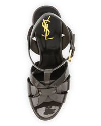 Saint Laurent Tribute Patent Leather Sandal Dark Anthracite