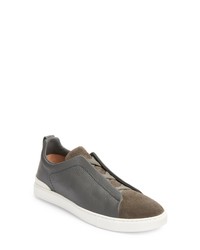 Zegna Triple Stitch Low Top Sneaker In Grey At Nordstrom