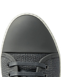 Lanvin Cap Toe Textured Leather Sneakers