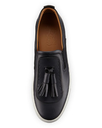 Salvatore Ferragamo Leather Sneaker With Oversized Tassels On Archival Sawtooth Sole