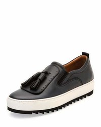 Salvatore Ferragamo Leather Sneaker With Oversized Tassels On Archival Sawtooth Sole