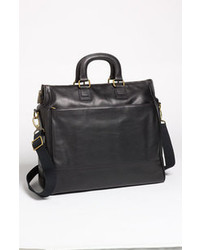 Charcoal Leather Tote Bag