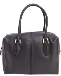 Tod's Dark Grey And Burgundy Leather Small Top Handle Tote