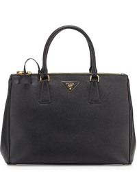 Prada Saffiano Double Zip Executive Tote Bag Black