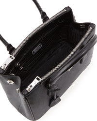 Prada Saffiano Lux Double Zip Tote Bag Black