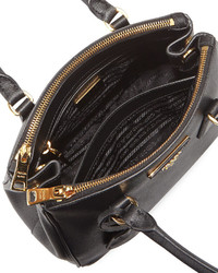 Prada Saffiano Mini Double Zip Tote Bag Black