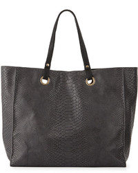 Neiman Marcus Snake Embossed Large Tote Bag Charcoal