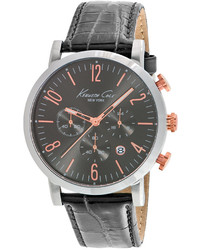 Kenneth Cole New York Chronograph Gray Leather Strap Watch 44mm 10020825