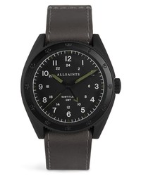 AllSaints Subtitled Gmt Iv Leather Watch