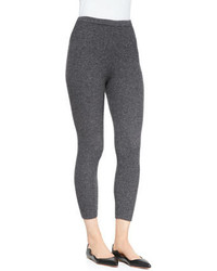 Neiman Marcus Cashmere Ribbed Leggings Derby Gray