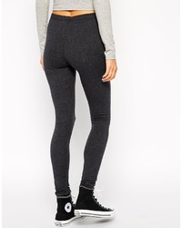 Asos Collection High Waisted Leggings In Charcoal Marl