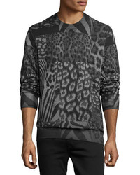 Charcoal Leopard Crew-neck Sweater