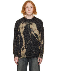 R13 Gray Bleached Charcoal Leopard Sweater