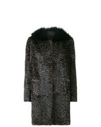 Charcoal Leopard Fur Coat