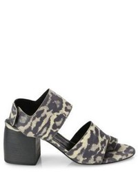 Ld Tuttle The Lace Leopard Print Leather Block Heel Sandals
