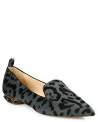 Charcoal Leopard Leather Loafers