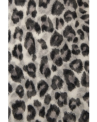 Chan Luu Leopard Print Cashmere And Silk Blend Scarf Gray