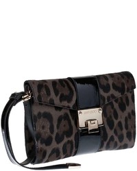 Charcoal Leopard Suede Clutch