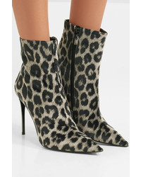Stella McCartney Leopard Print Velvet Ankle Boots
