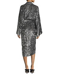 Michael Kors Michl Kors Collection Leopard Velvet Fil Coupe Kimono Wrap Dress