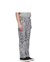 Needles Black And White Jacquard Leopard Track Pants