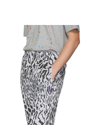 Needles Black And White Jacquard Leopard Track Pants