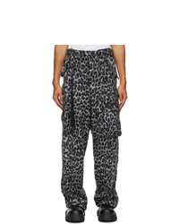 Sacai Grey And Black Wool Leopard Solid Shrivel Trousers
