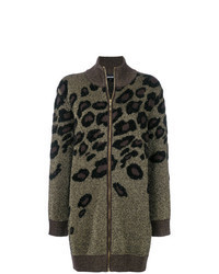 Charcoal Leopard Zip Sweater