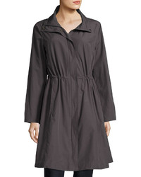 Eileen Fisher High Collar Knee Length Organic Cotton Jacket Plus Size